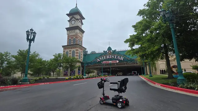 Accessible visit to Ameristar Casino clock tower with a mobility scooter rental, Kansas City