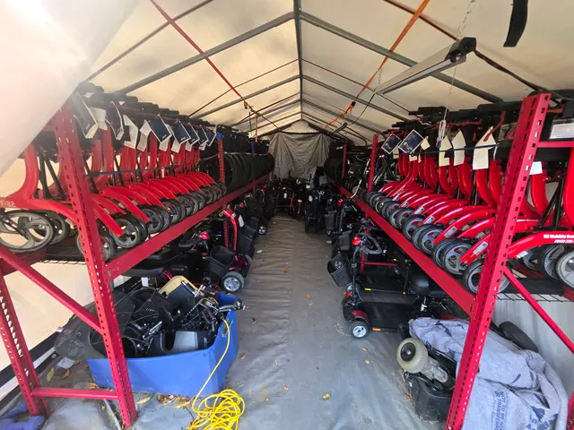 Mobility scooters from KC Mobility at an event tent fleet in Kansas City