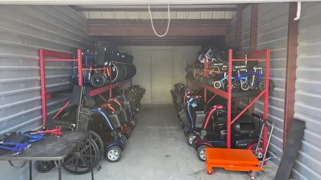 Accessible visit to a garage storage with a mobility scooter rental, Kansas City