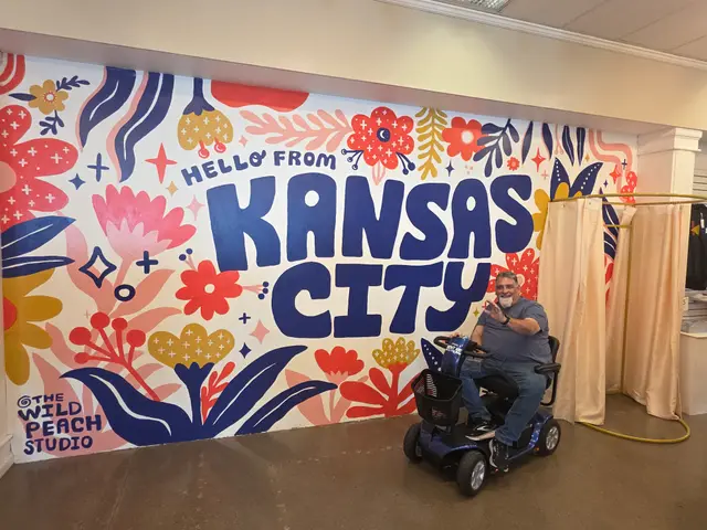 Mobility scooter from KC Mobility at Hello From Kansas City mural in Kansas City