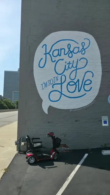 Mobility scooter rental on location at I'm So In Love mural, Kansas City
