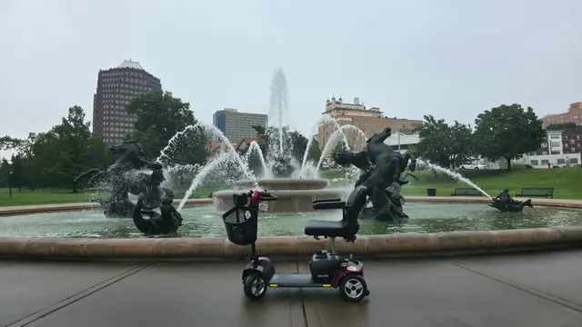 Mobility scooter rental on location at J C Nichols Memorial Fountain, Kansas City