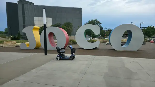 Accessible visit to JOCO letters with a mobility scooter rental, Johnson County