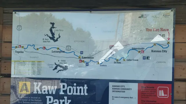 Accessible visit to Kaw Point Park map with a mobility scooter rental, Kansas City, KS