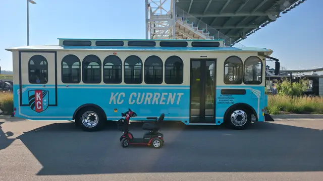 Accessible visit to KC Current trolley with a mobility scooter rental, Kansas City