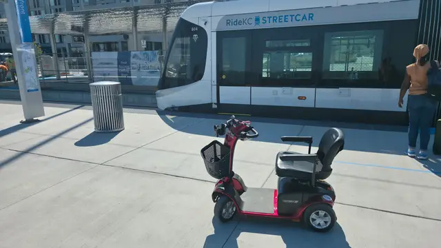 Mobility scooter rental at KC Streetcar riverfront, Kansas City